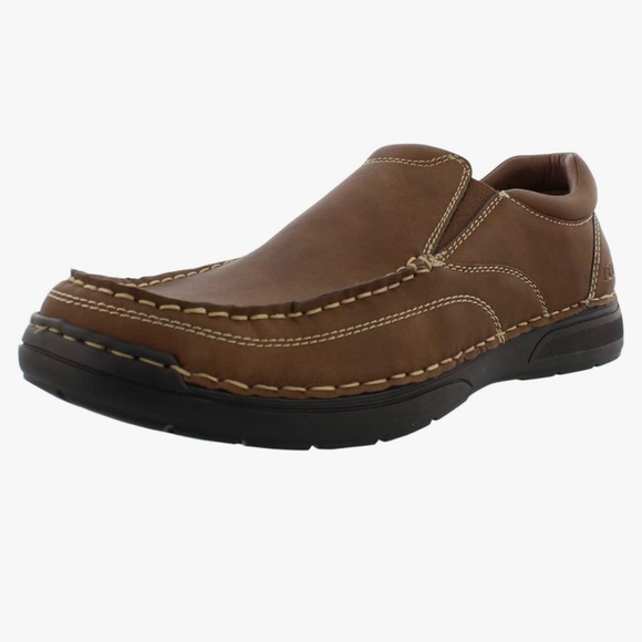 Izod men’s brown leather Chuck comfort slip on driving loafers, size 11 - Picture 1 of 13